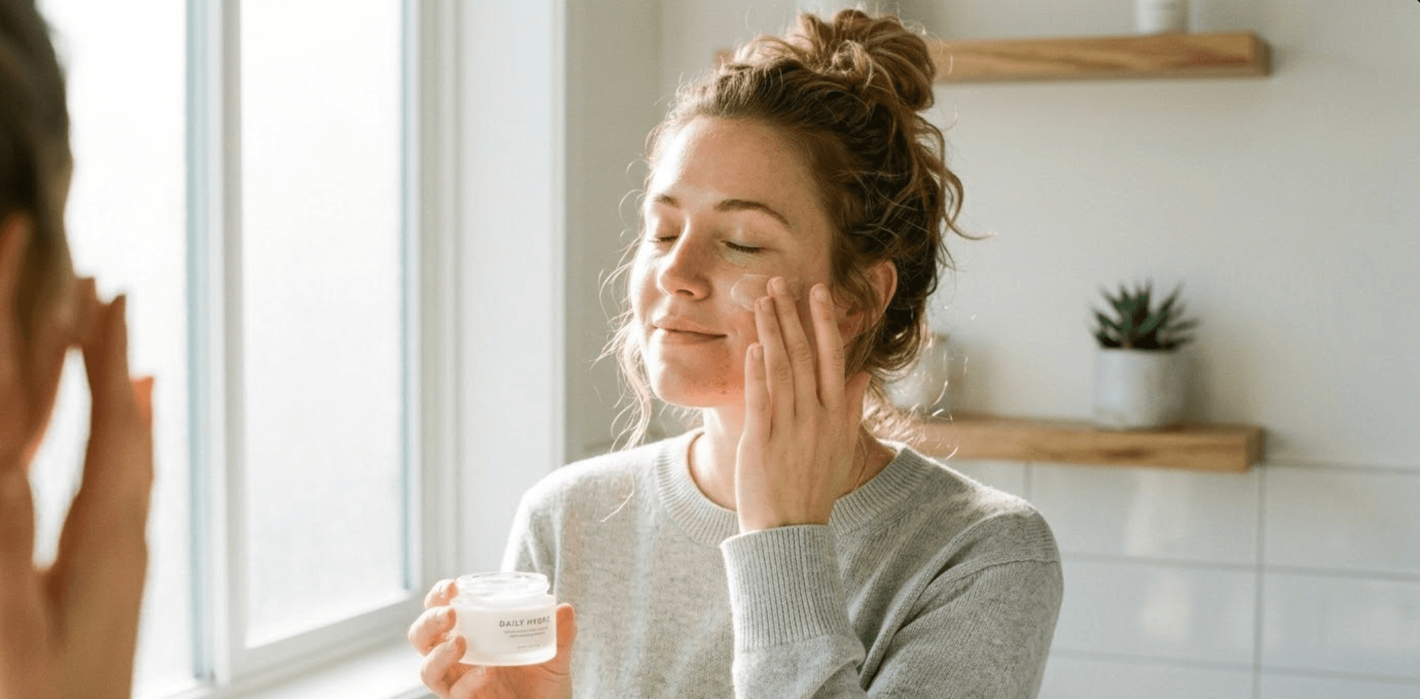 Applying a gentle moisturizer as part of a skin barrier repair routine